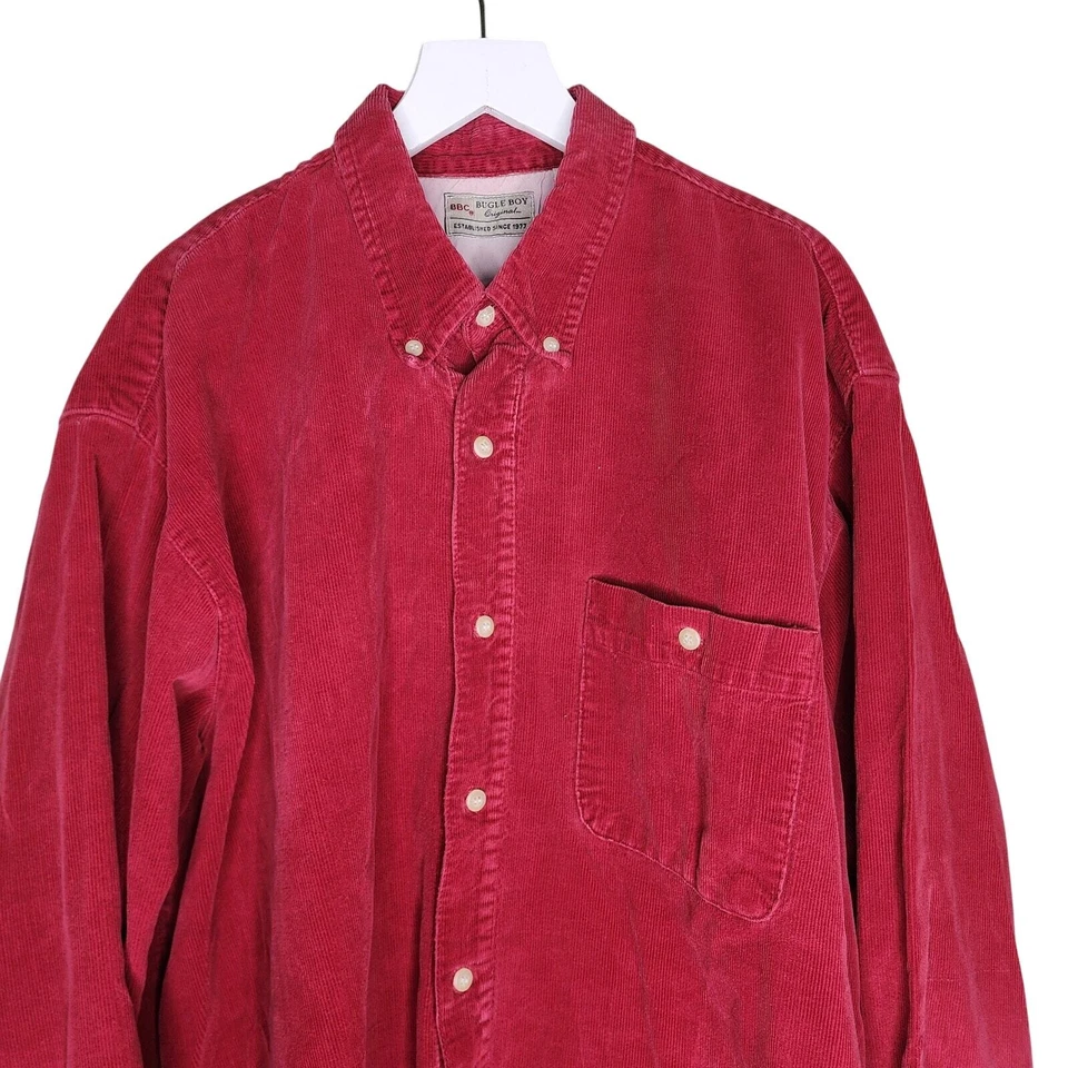 Camisa De Colección Bugle Boy Pana Para Hombre 2XLT Borgoña Manga Larga Con Botones Foto 2 de 4