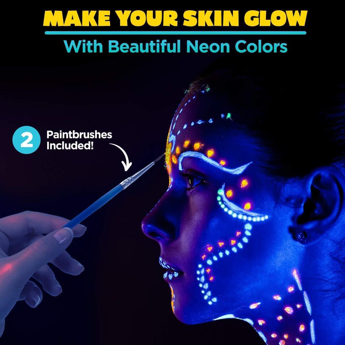 Blue Squid Glow In The Dark Paint - 8 Color Neon Face & Body Paint