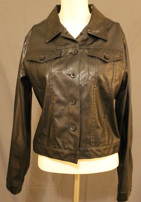 No Boundaries Faux Leather Jacket No Collar No Boundaries Black