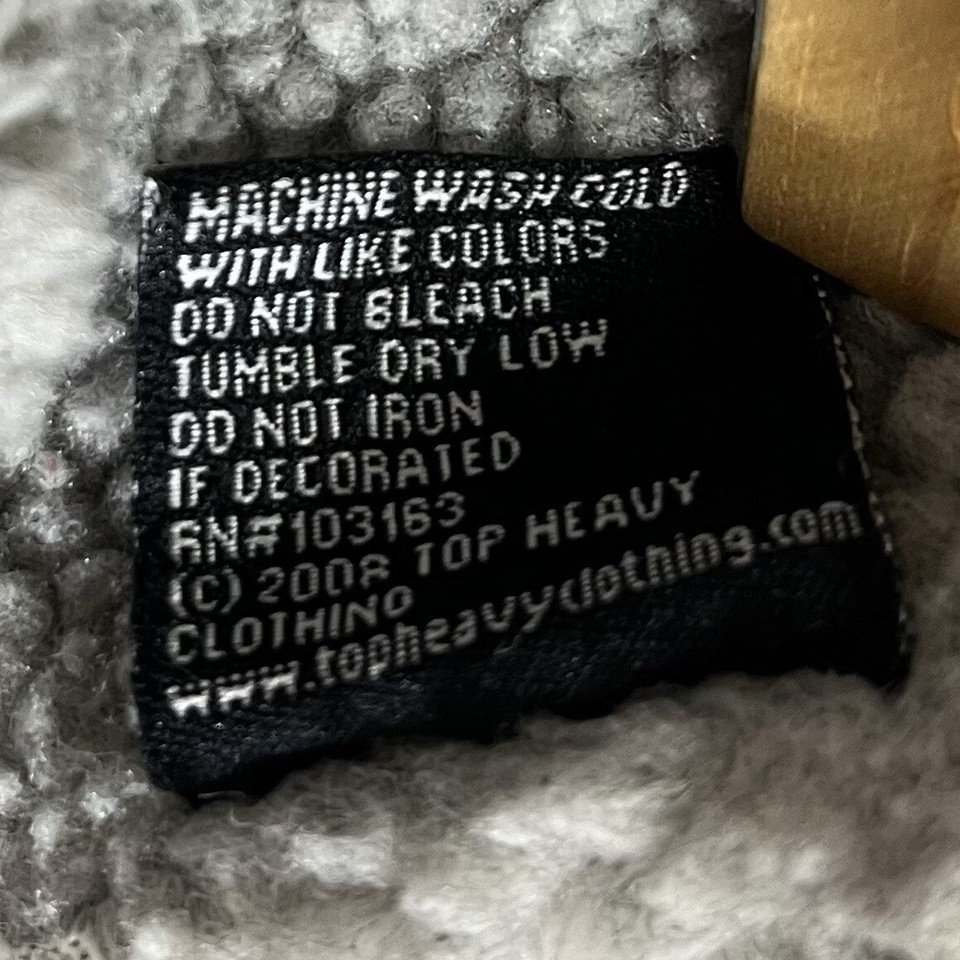 Top Heavy Sweatshirt Large *(Notes)* Skull Skater Y2K Sherpa Lined Zip