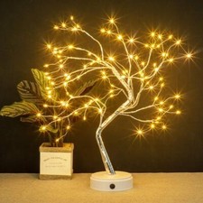20-in LED Firefly Bonsai Tree Light USB Battery Operated Table Lamp Decor