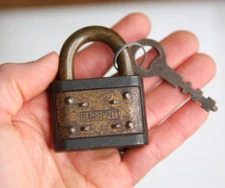 Antique Sargent Padlock vintage lock w/ key tool box chest trunk ornate RARE