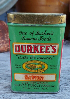 Old Spice Tin Durkee's Savory Durkee Famous Foods Elmhurst NY Original Contents