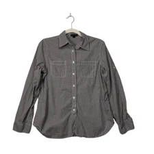 Lauren Ralph Lauren Button Up Top Womens  Size M Plaid Flip Cuff Black green tag