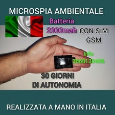 DOPPIO MICROFONO 30 GIORNI DI AUTONOMIA MICROSPIA AMBIENTALE GSM 2000MAH SPIA