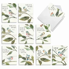 20 Assorted Blank Cards (10 Designs, 2 Each) - Scripture Birds AM7108OCB-B2x10
