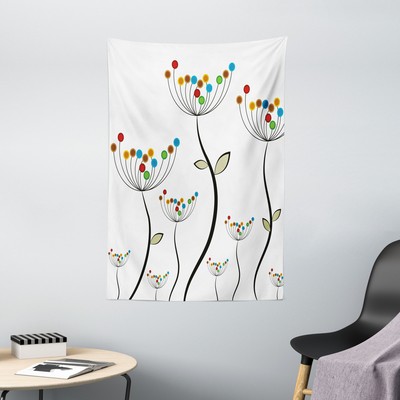 Garden Tapestry Dandelion Stems Buds Print Wall Hanging Decor