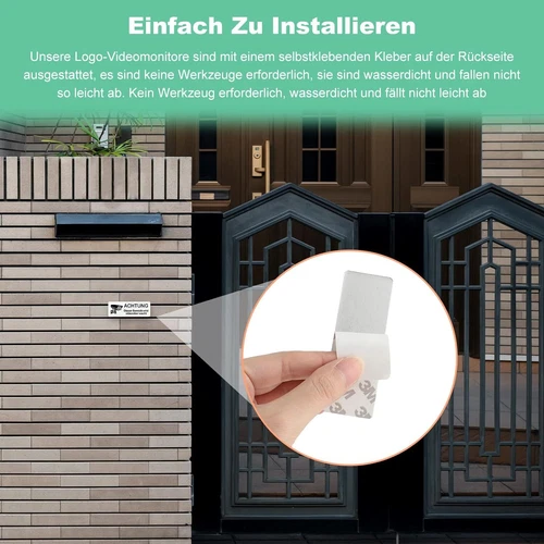Alu 85x30mm Schild Videoüberwachung Kameraüberwachung Schild mit 3M klebeband - Bild 10 von 14