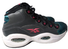 Reebok Question Mid Leather Shoes Size 6 Iverson Gray/Teal/Pink