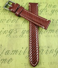 Hadley Roma 18 mm Tan Genuine Italian Leather Stitched Watch Band MS852