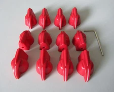 12x Red Raised Chicken Head Knobs 1/4" Guitar AMP Effect Pedal Knob Brass Insert
