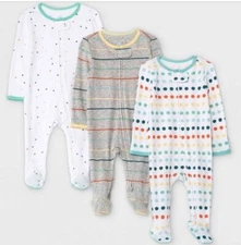 Cloud Island Baby 3 Pack Sleep N' Play with inverted zipper - 3-6 Month