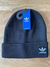 NWT Adidas Originals Grove Beanie Cap Hat Trefoil Patch Logo Black Adult Unisex