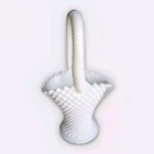 Vtg White English Hobnail Milk Glass Basket Vase Candy Trinket Dish With Handle