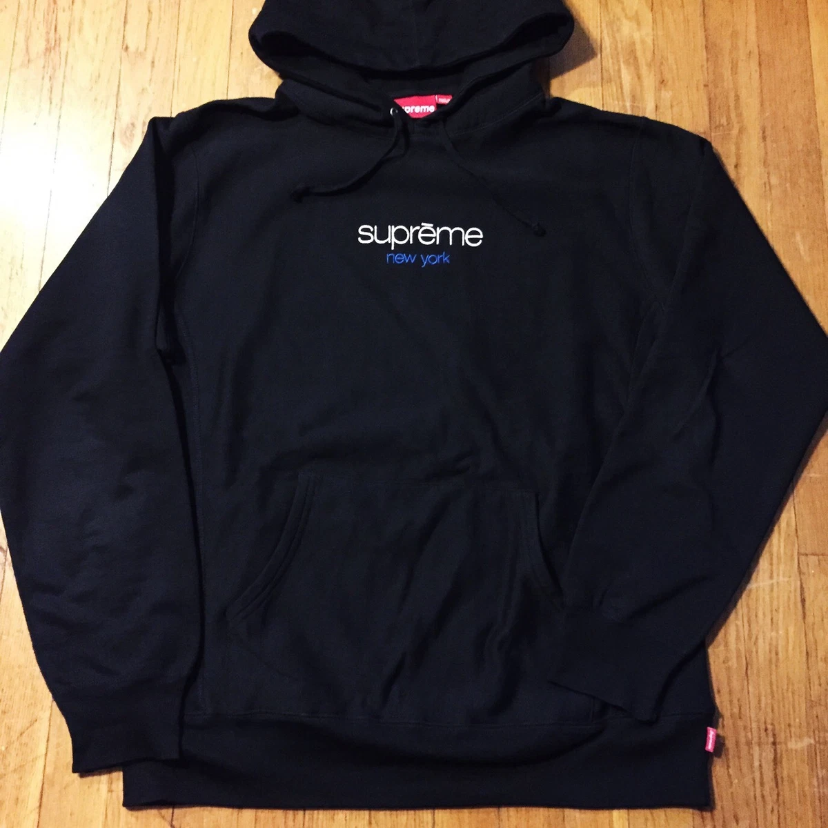 Vintage SUPREME Classic Logo Embroidered Hooded Sweatshirt Hoodie