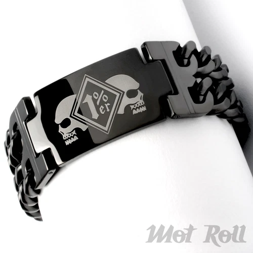 Onepercenter Bracelet Black XL Stainless Steel 1% Outlaw Biker MC Outlaw Mot Roll