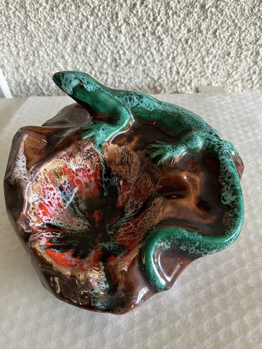 Vintage Cendrier, Vide Poche Vallauris Décor Lézard - Foto 17 di 19