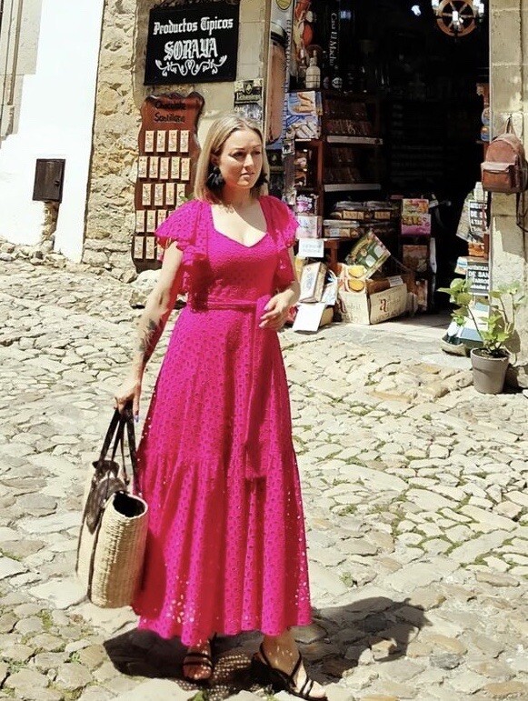 fuchsia pink dress zara ZARA WOMAN SS22 FUCHSIA EMBROIDERED MIDI DRESS Size XS, M_REF:3088/922 NWT PINK