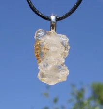 Faden Quartz w Iron Inclusion Free Form Stone Crystal Pendant Necklace