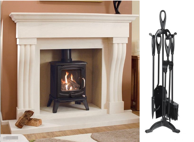 25 Oval Base Fireset Black Companion Fire Set Fireside Fireplace