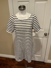 Postmark Anthropologie Blue & Striped Mini Dress w/ Bow Back, Size Medium