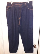 Gitano Women's Retro Blue Jeans Size 36 VINTAGE 80's Wide Leg Orange Stitch