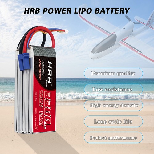 2pcs HRB 22.2V 6S 3300mAh LiPo Battery 100C EC5 for RC Helicopter Airplane Boat - Picture 5 of 6