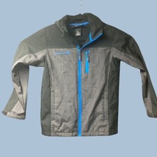 Free Country Boys Softshell Jacket Black Camo With Blue Lining SZ 7/8