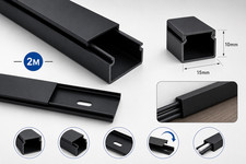 Black PVC Cable Trunking 2M Mini Wire Cover Electrical Cable Management Tidy