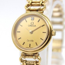 [Ecc+5] OMEGA De Ville 791.0884 Quadrante Oro Diamante Quarzo Donna dal GIAPPONE A596
