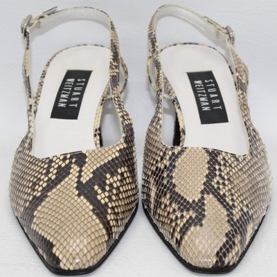 Pristine Stuart Weitzman Genuine Karung Snake Slingbacks 8B Spain Vintage NWOB