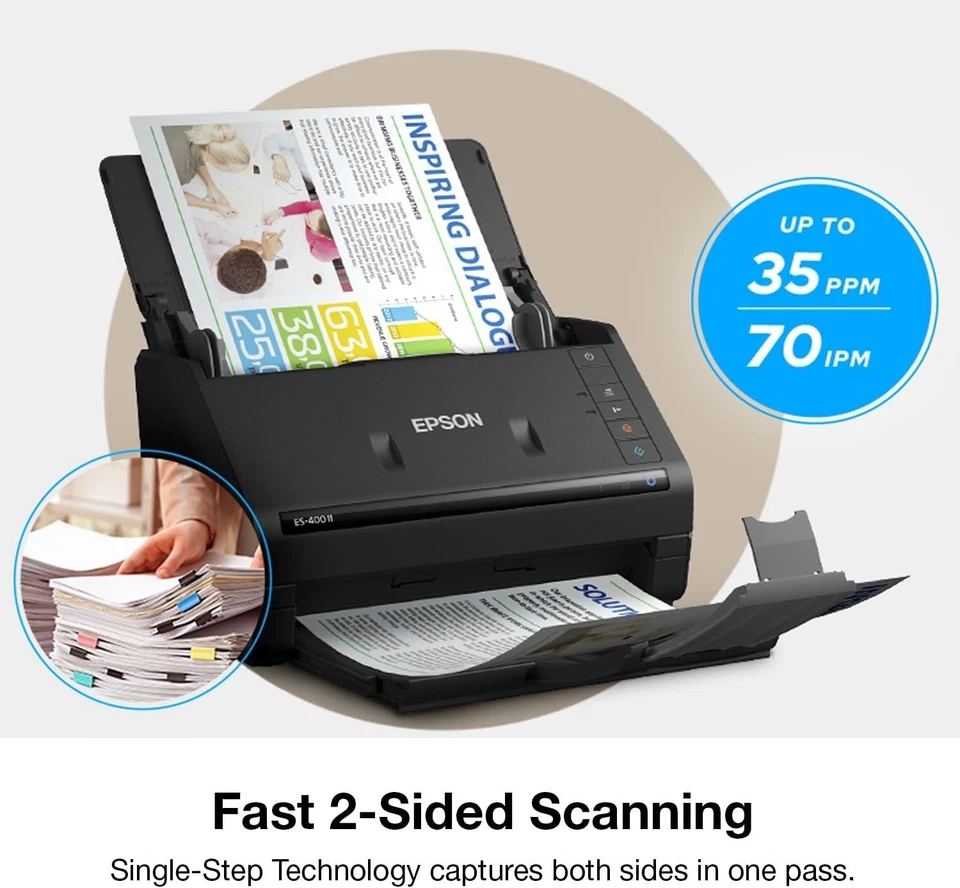 Epson WorkForce ES-400 II Color Duplex Desktop Document Scanner 35 PPM/70 IPM - Image 4 of 4