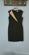 Calvin Klein Black/tan Sleeveless Sheath Midi Dress, Womens Size 12.  (5656)