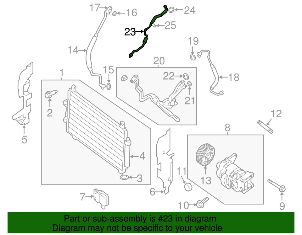 Tubería de alta presión delantera Pathfinder original Nissan 2013-2014 92440-3JA0B Foto 3 de 4