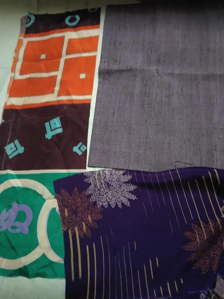 Trozos de tela de kimono vintage recortes de seda Nishijin Shantung restos de colección Foto 4 de 4