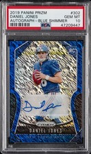 2019 PANINI PRIZM AUTO-BLUE SHIMMER #302 DANIEL JONES ROOKIE RC #/10 PSA 10
