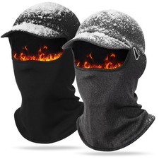 Shihanee 2 Pcs Winter Balaclava with Brim Helmet One Size, Black,dark Gray