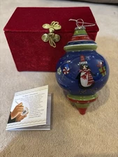 2013 Pier 1 - Li Bien Penguins Glass Ornament, Penguins, Excellent Condition