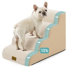 Wide Dog Stairs for Small Dog 19.7" H, Pet Step for Puppy, Older Cat, Curved ...