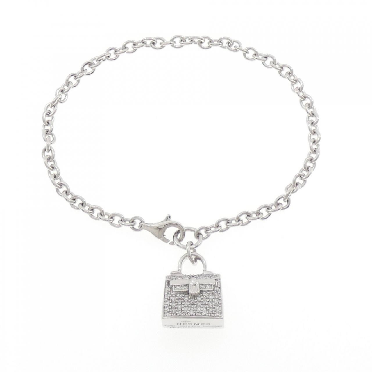 Hermes Amulet Kelly Bracelet | 0.49CT Diamonds | 18K White Gold | Iconic Luxury