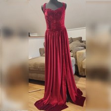 NWT Red Velvet Lace Up Back Dress Gown Prom Dark Romance Academia Corset Size 8