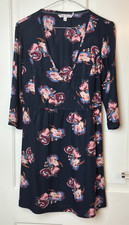Fat Face uk12 Navy & Pink Floral wrap style dress with 3/4 sleeves & pockets