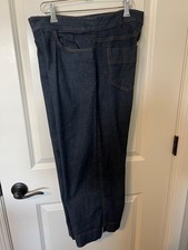 Eileen Fisher DARK Denim M Wide Leg Jeans Women 34X23 CROP DESIGNER FASHION NWOT