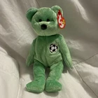 Ty Beanie Baby Kicks Green Bear Soccer Plush Beanbag 1998 Vintage Ages 3+