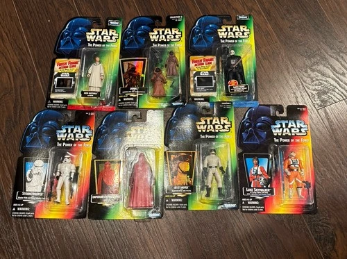 Vintage Kenner Star Wars 90s POTF Lot Of 7 Red And Green Carded Figures