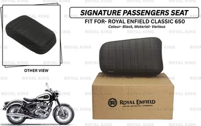 Pour Royal Enfield "Siège passager Classic 650 noir signature" - Photo 1/4