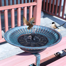 Solar Bird Bath,Deck Bird Bath with Solar Fountain,Metal Bird Bath Bubbler,Deck