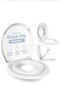 Quick Flip Toilet Seat ROUNDED Built-in Potty  Splash Guard Toddler White