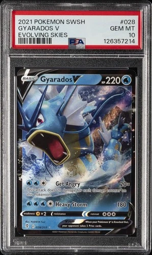 2021 POKEMON SWORD & SHIELD EVOLVING SKIES #028 GYARADOS V PSA 10