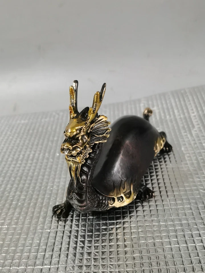 China Come From FOLK Collection Copper Gilded Dragon Turtle Beast - Image 3 of 4